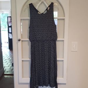 LOFT Midi blue and white print dress